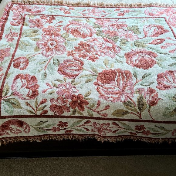 throw Other - Woven throw, blanket, afghan with floral design.
